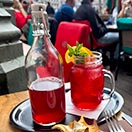 Homemade raspberry ice tea