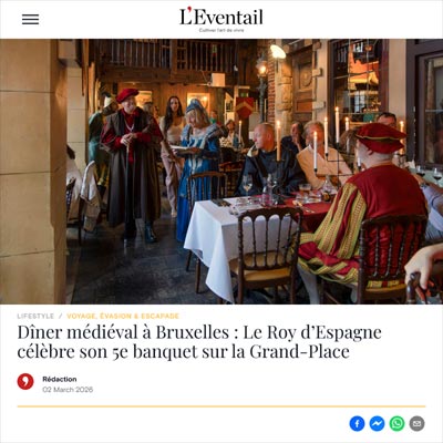 L'Éventail article about the medieval banquet at Le Roy d'Espagne