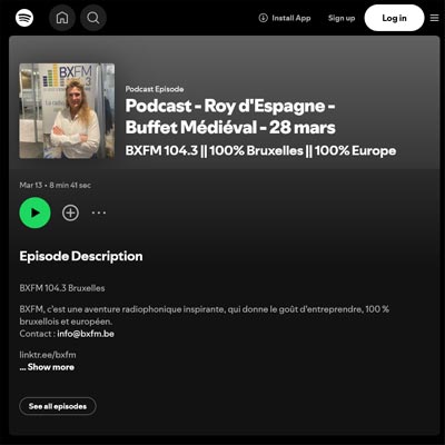 BXFM podcast about the medieval banquet at Le Roy d'Espagne
